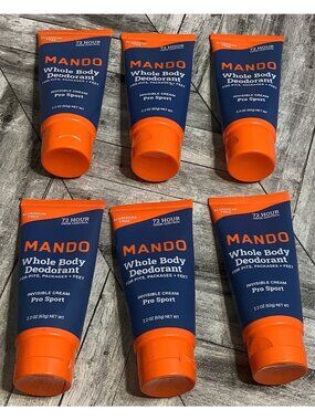 6 Mando Whole Body Deodorant Pro Sport Aluminum-Free Invisible Cream  2.2 oz